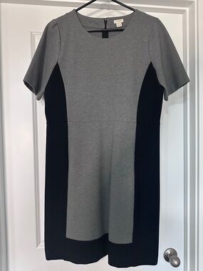 J. Crew Gray and Black Colorblock Ponte Mini Dress